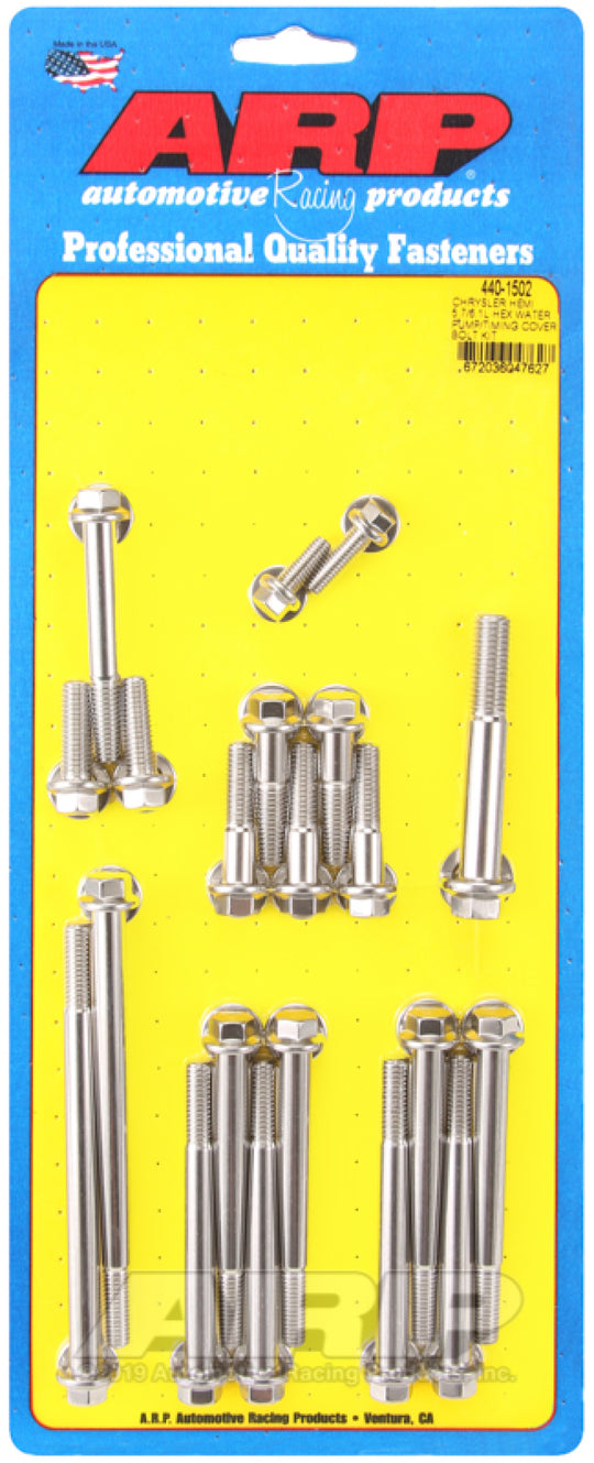 ARP Chrysler Hemi 5.7/6.1L Stainless Steel Hex Water Pump/Timing Cover Bolt Kit - 440-1502