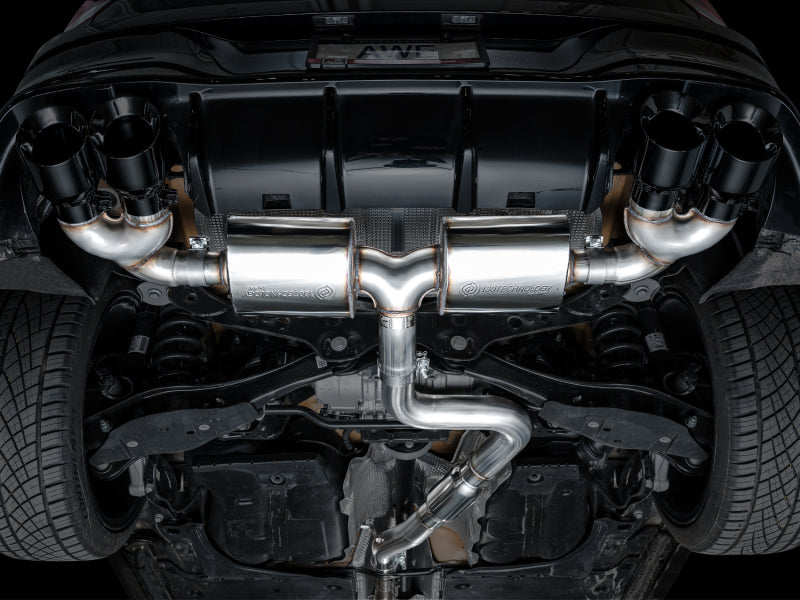 AWE Tuning MK8 Volkswagen Golf R 3in Touring Edition Quad Exhaust - Diamond Black Tips - 3015-43658