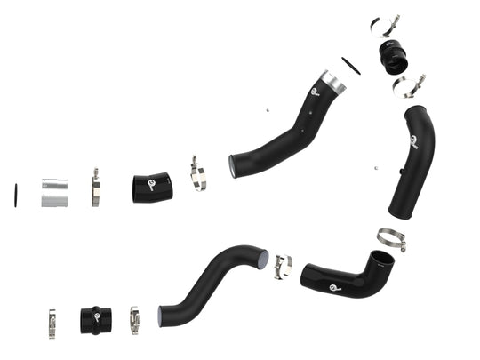 aFe 2024 GM Diesel Trucks V8 6.6L L5P BladeRunner Aluminum 3in Hot & 3.5in Cold Charge Pipe - Black - 46-20704-B