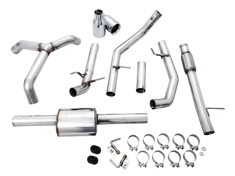 AWE Tuning 4th Gen GM 1500 5.3L 0FG Cat-Back Split Rear Exit (Flat Bumper) - Quad Chrome Tips - 3015-32205