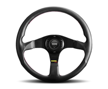 Load image into Gallery viewer, Momo Tuner Steering Wheel 350 mm - Black Leather/Red Stitch/Black Spokes - TUN35BK0B