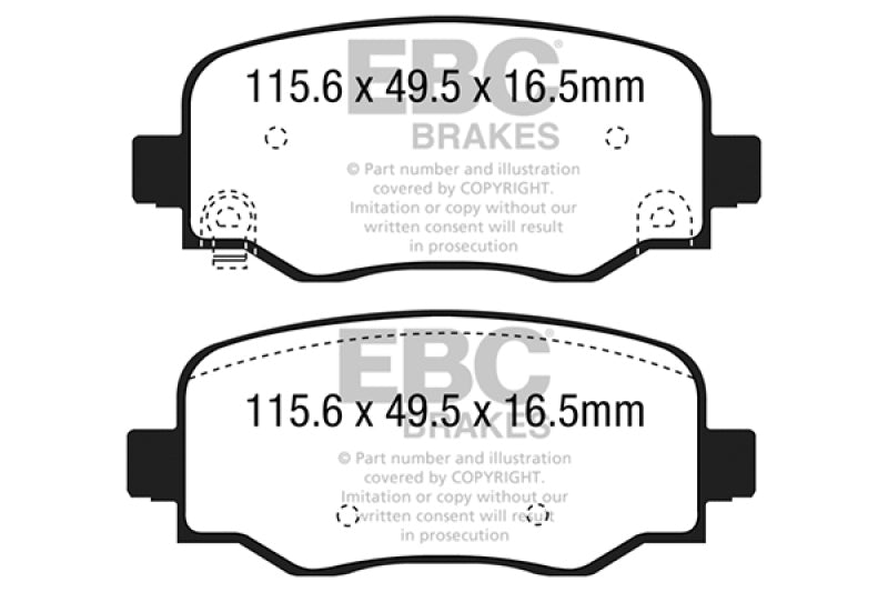 EBC 15+ Fiat 500X 1.4 Turbo Yellowstuff Rear Brake Pads - DP42237R