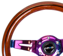 Load image into Gallery viewer, NRG Classic Wood Grain Steering Wheel (310mm) Dark Wood &amp; Black Line Inlay w/Neochrome 3-Spoke Ctr. - ST-310BRB-MC