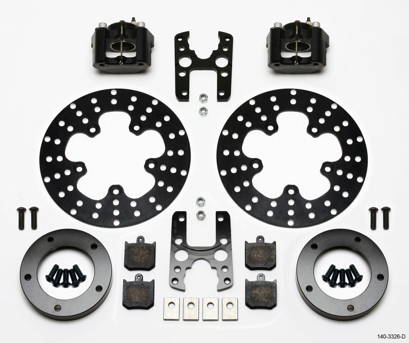 Wilwood Dynalite Single Floater Front Drag Kit Drilled P&S Anglia Spindle Mount Wheel - 140-3326-D