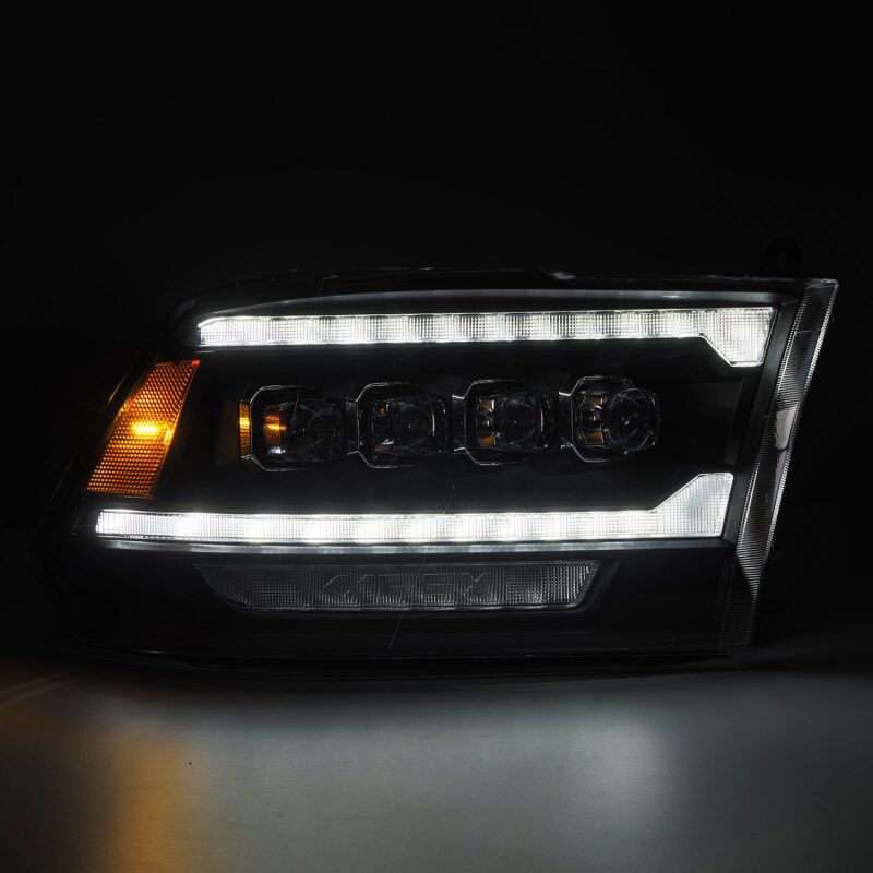 AlphaRex 09-18 Dodge Ram 2500 NOVA LED Proj Headlights Plank Style Design Black w/ Activation Light - 880555