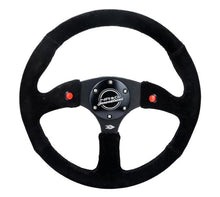 Load image into Gallery viewer, NRG Reinforced Steering Wheel (350mm/ 2.5in. Deep) Sport Suede Racing/ 4mm Matte Black Spoke - RST-023D-S