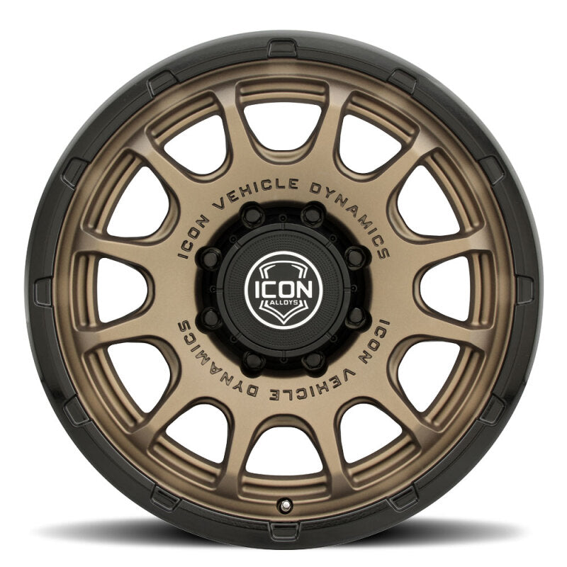 ICON Alloys Rancho 20x9 / 8x180 / 12mm / 5.5in BS Satin Bronze w/ Gloss Black Lip Wheel - 8420908955SBGB