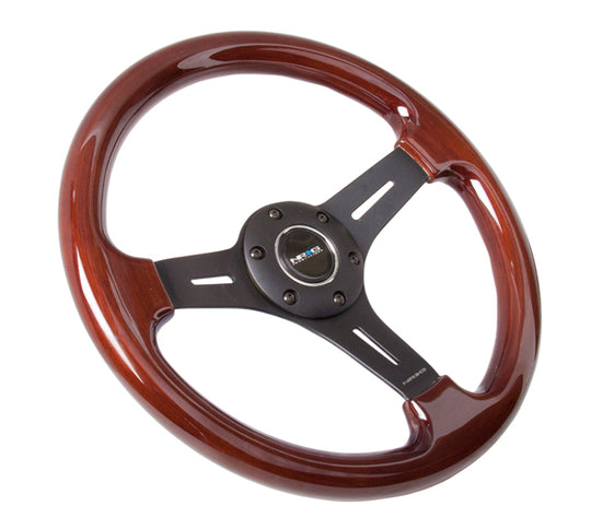 NRG Classic Wood Grain Steering Wheel (330mm) Wood Grain w/Matte Black 3-Spoke Center - ST-015-1BK