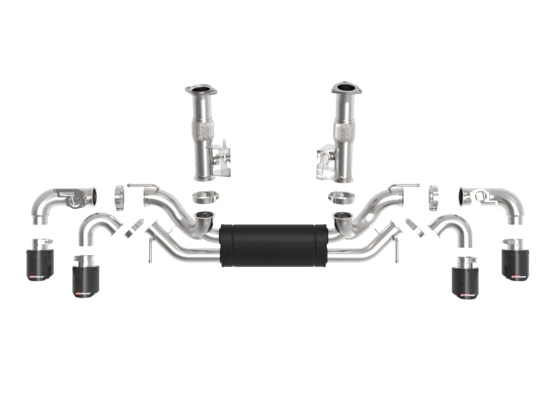 aFe MACH Force-Xp 3in to 2-1/2in 304SS Cat-Back 2020 Chevy Corvette (C8) 6.2L - Carbon Fiber Tip - 49-34124-C