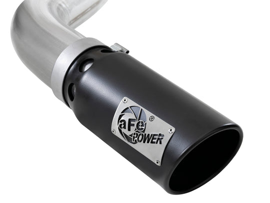 aFe Large Bore-HD 4in 409 SS DPF-Back Exh 18-19 Ford F-150 V6-3.0L (td) w/ Black Tip - 49-43106-B