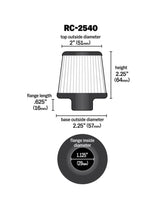 Load image into Gallery viewer, K&amp;N Universal Chrome Filter 1 1/8 inch FLG / 2 1/4 inch Bottom / 2 inch Top / 2.5 inch Height - RC-2540