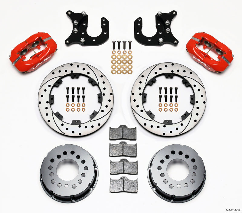 Wilwood Forged Dynalite P/S Rear Kit Drilled Red Mopar-Dana 2.72in Offset - 140-2116-DR