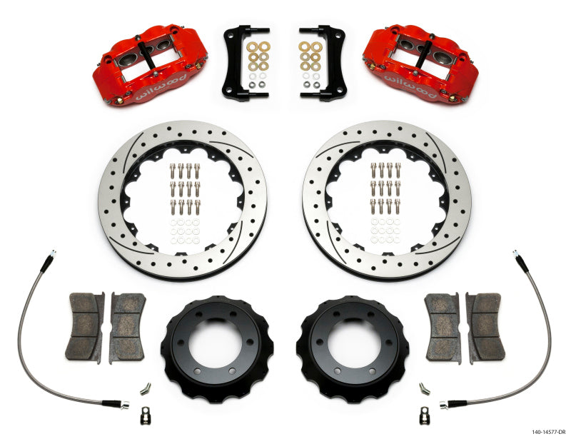Wilwood Narrow Superlite Red 6R Front Kit 12.88in Drilled Rotor w/ Lines 05-15 Toyota Tacoma - 140-14577-DR