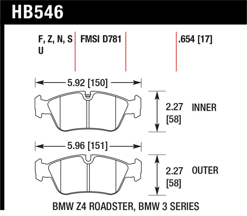 Hawk HPS Street Brake Pads - HB546F.654