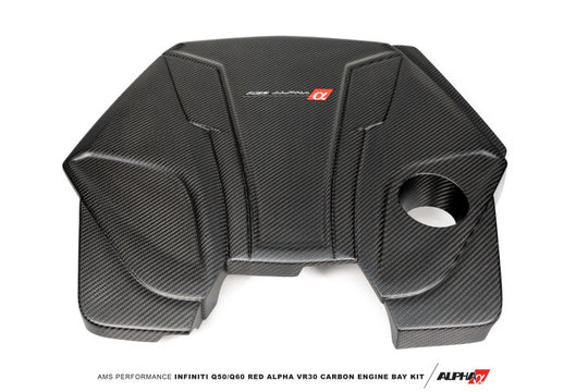 AMS Performance Infiniti 17+ Q60 / 16+ Q50 3.0TT Alpha Matte Carbon Engine Cover - ALP.28.06.0001-1