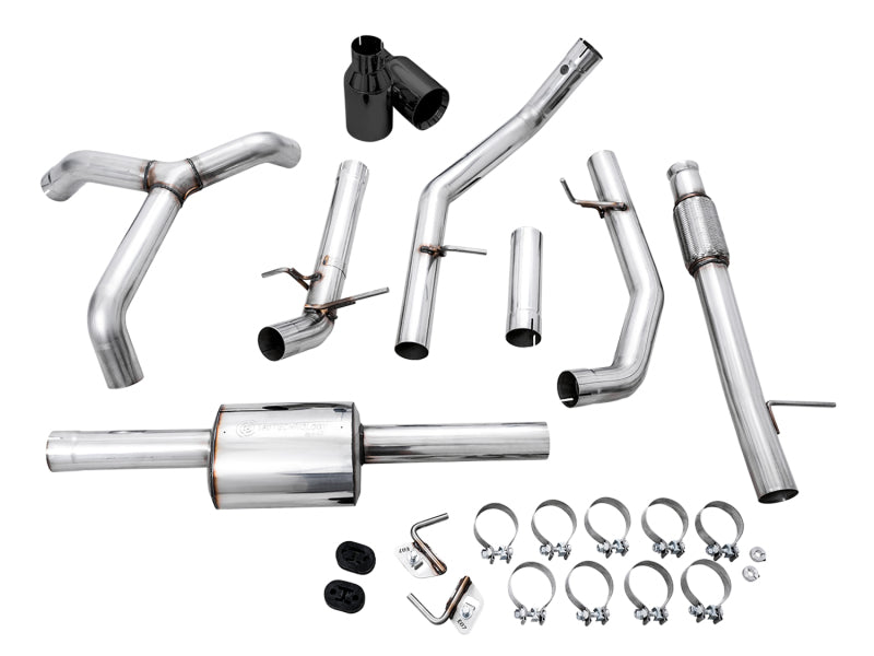 AWE Tuning 4th Gen GM 1500 5.3L 0FG Cat-Back Split Rear Exit (Flat Bumper) - Dual Diamond Tips - 3015-33206