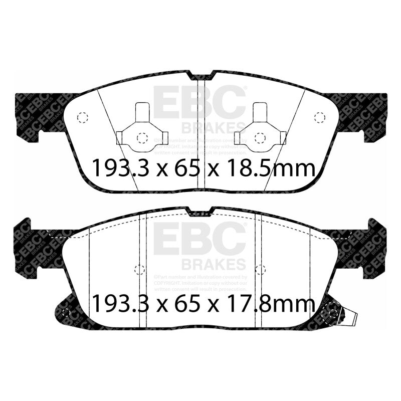 EBC 2016+ Lincoln Continental (10th Gen) 2.7L Twin Turbo Greenstuff Front Brake Pads - DP23072