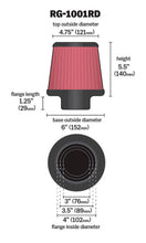 Load image into Gallery viewer, K&amp;N Universal Air Filter Chrome Round Tapered Red - 4in Flange ID x 1.125in Flange Length x 5.5in H - RG-1001RD