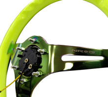 Load image into Gallery viewer, NRG Classic Wood Grain Steering Wheel (350mm) Neon Yellow Color w/Neochrome Spokes - ST-015MC-NYW