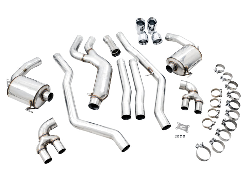 AWE Tuning 2019+ BMW M340i (G20) Non-Resonated Touring Edition Exhaust - Quad Chrome Silver Tips - 3015-42148