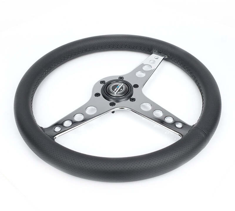 NRG Light Weight Gaming Steering Wheel - Driftz 350mm 3 Chrome Spokes Perforated Leather - ST-034CH-PR