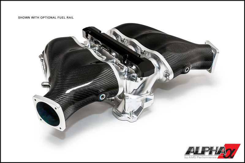 AMS Performance 2009+ Nissan GT-R Alpha Carbon Fiber/Billet Intake Manifold w/Std Fuel Rail - Clear - ALP.07.08.0101-1