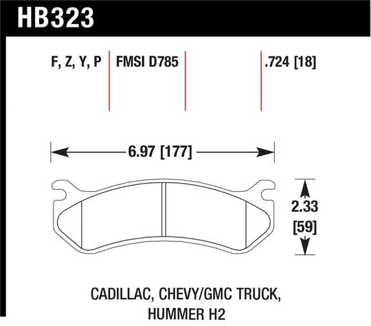 Hawk Chevy / GMC Truck / Hummer LTS Street Rear Brake Pads - HB323Y.724