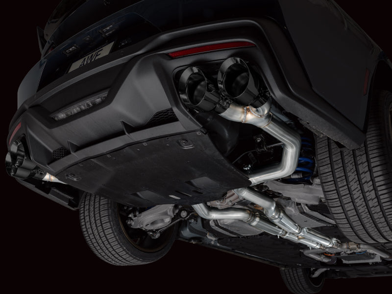 AWE 2024 Ford Mustang Dark Horse S650 RWD Track Edition Cat-Back Exhaust w/ Quad Diamond Black Tips - 3020-43375