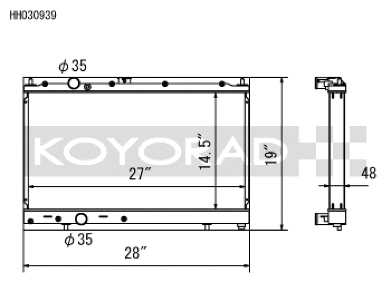 Koyo 97-00 Mitsubishi Evolution 4/5/6 Turbo (MT) Radiator *For use with 03-07 Evo Fan Shroud ONLY* - HH030939