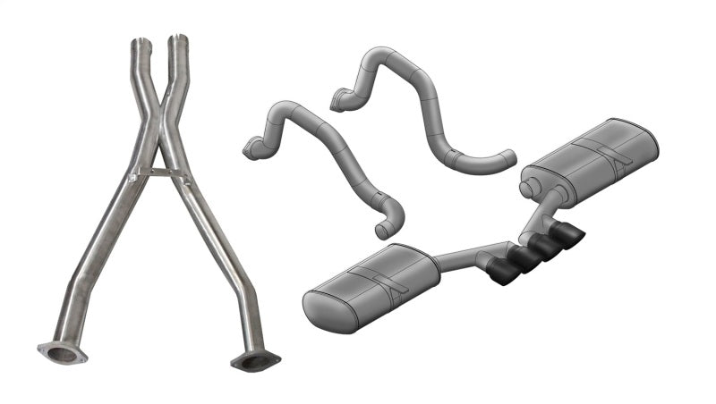 Corsa 97-04 Chevrolet Corvette (C5) 2.5in Sport Cat-Back Exhaust - 3.5in Black Tigershark Tips - 14139CBBLK