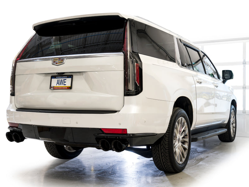 AWE Tuning 2021+ Cadillac Escalade 6.2L 0FG Dual Exit Exhaust System w/ 5in Diamond Blk Tips - 3015-43321