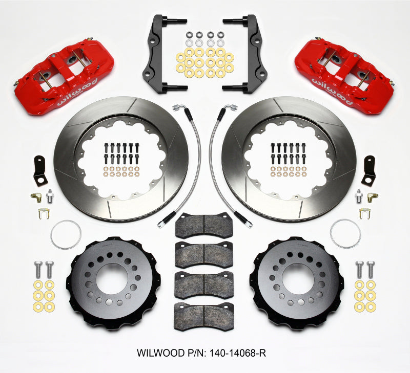 Wilwood AERO4 Rear Kit 14.25in Red 2014-Up Challenger w/Lines - 140-14068-R