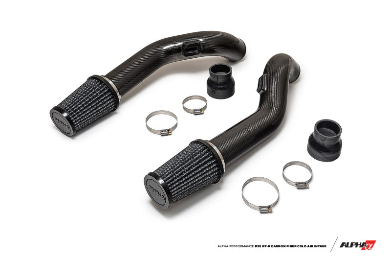 AMS Performance 2009+ Nissan GT-R R35 Alpha Carbon Fiber Intake Pipes for Stock Turbos - ALP.07.08.0008-1