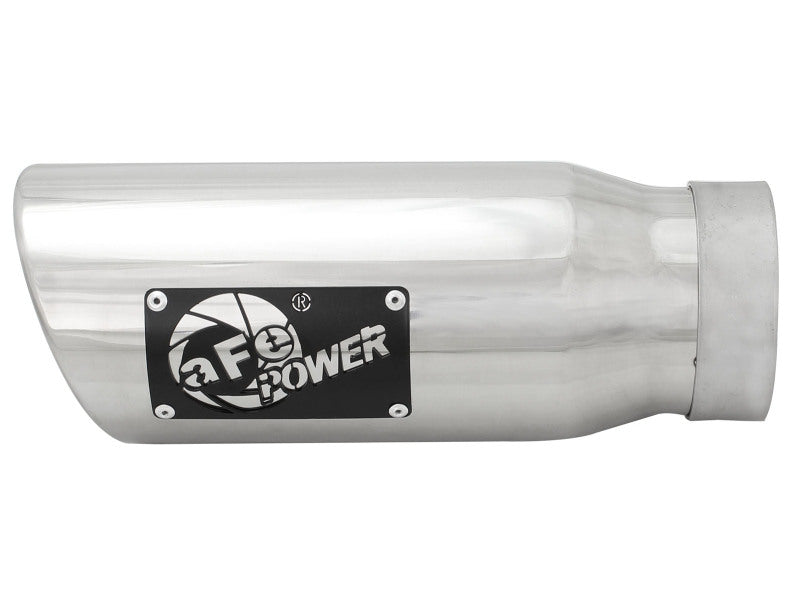 aFe MACH Force-Xp Universal Exhaust Tip 3-1/2Inlet x 4-1/2IN Outlet x 12IN L Polished Left Side Exit - 49T35452-P12