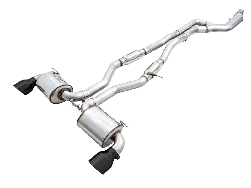 AWE Tuning 2020 Toyota Supra A90 Resonated Touring Edition Exhaust - 5in Diamond Black Tips - 3015-33132