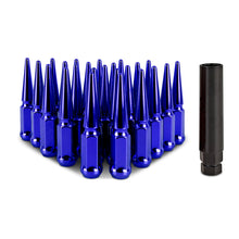Load image into Gallery viewer, Mishimoto Mishimoto Steel Spiked Lug Nuts M14 x 1.5 24pc Set Blue - MMLG-SP1415-24BL