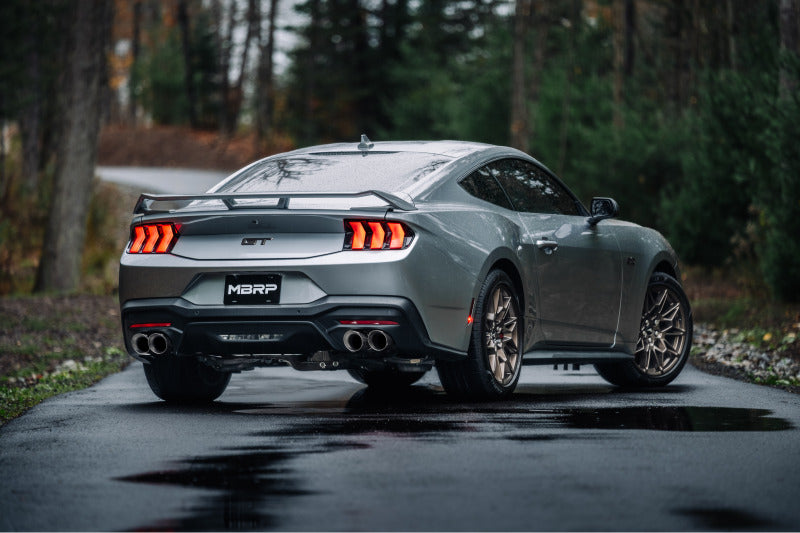 MBRP 2024+ Ford Mustang 5.0L Blk Alum. SS 3in Cat-Back Exhaust w/ Quad Blk Tips (Valve Delete) - S7282BLK