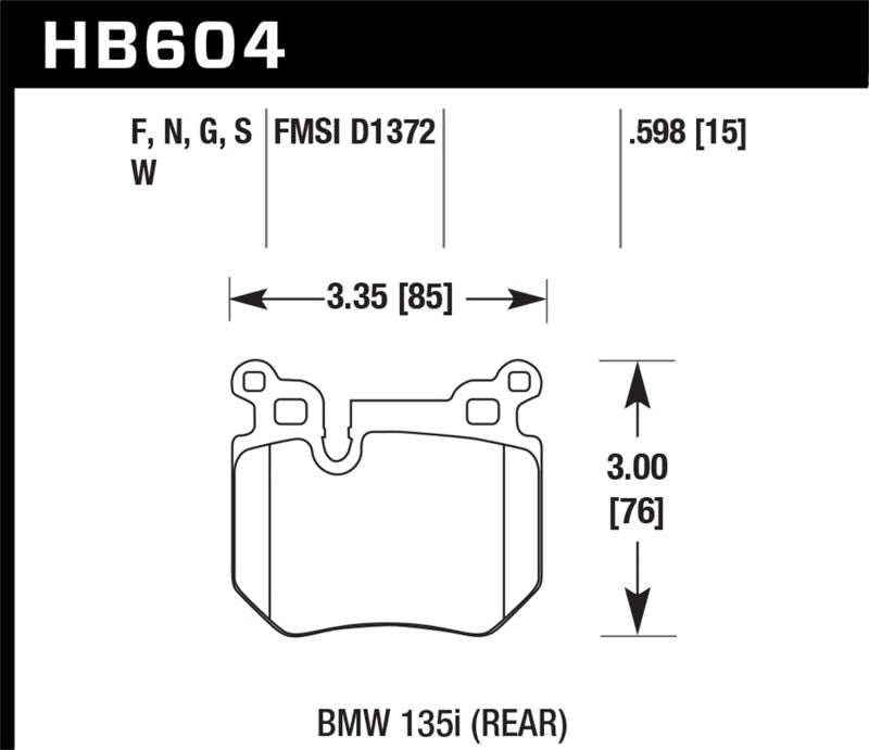 Hawk BMW 135i HPS Street Rear Brake Pads - HB604F.598