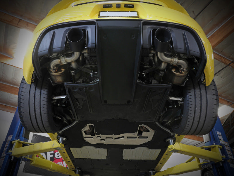 aFe MACHForce XP 2.25in-2.5in 304SS Exhaust Cat-Back 20-22 Porsche Cayman GT4 (718) - Carbon Tips - 49-36443-C