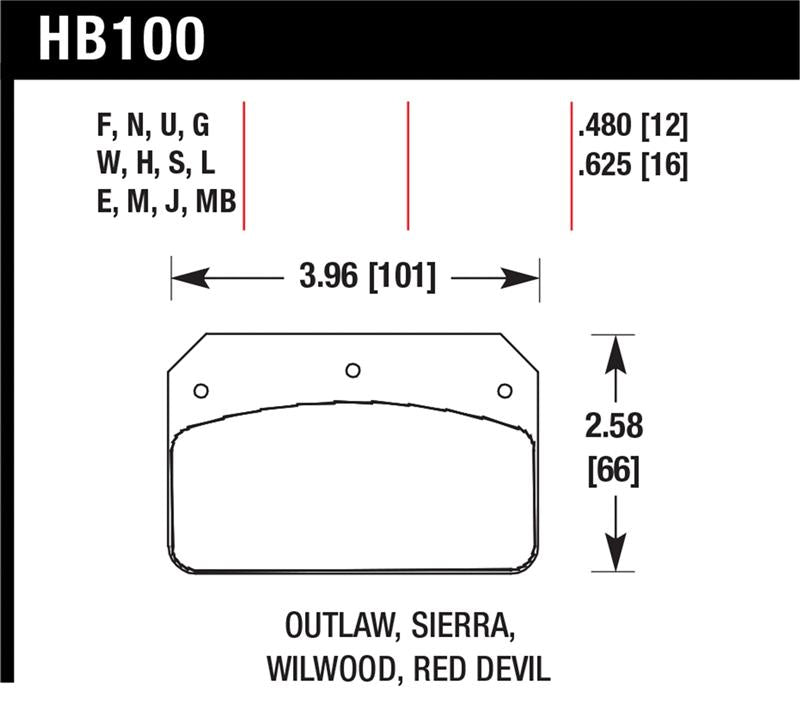 Hawk Wilwood DL / Sierra / Outlaw Black Universal Race Dynalite DR-97 Calipers - HB100J.480
