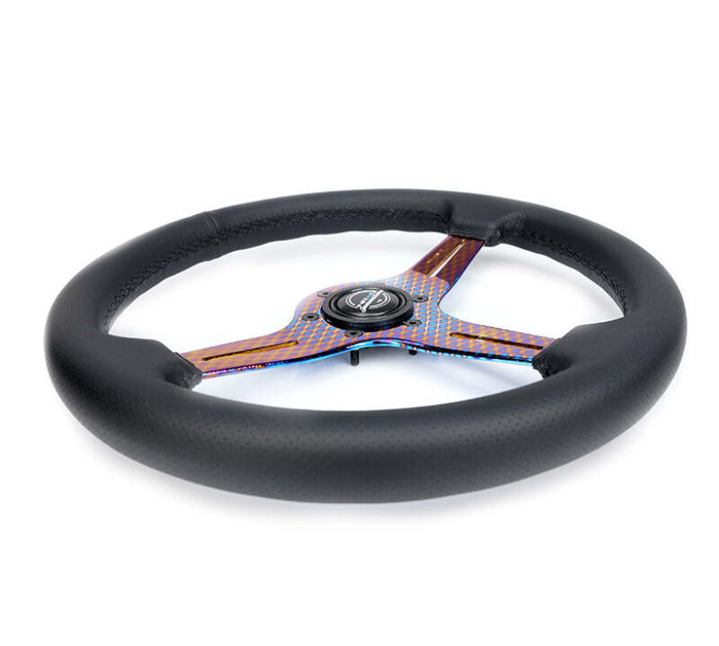 NRG Light Weight Gaming Steering Wheel - 350mm 3 NeoChrome Silver Spokes Perforated Leather - ST-018MC-PR