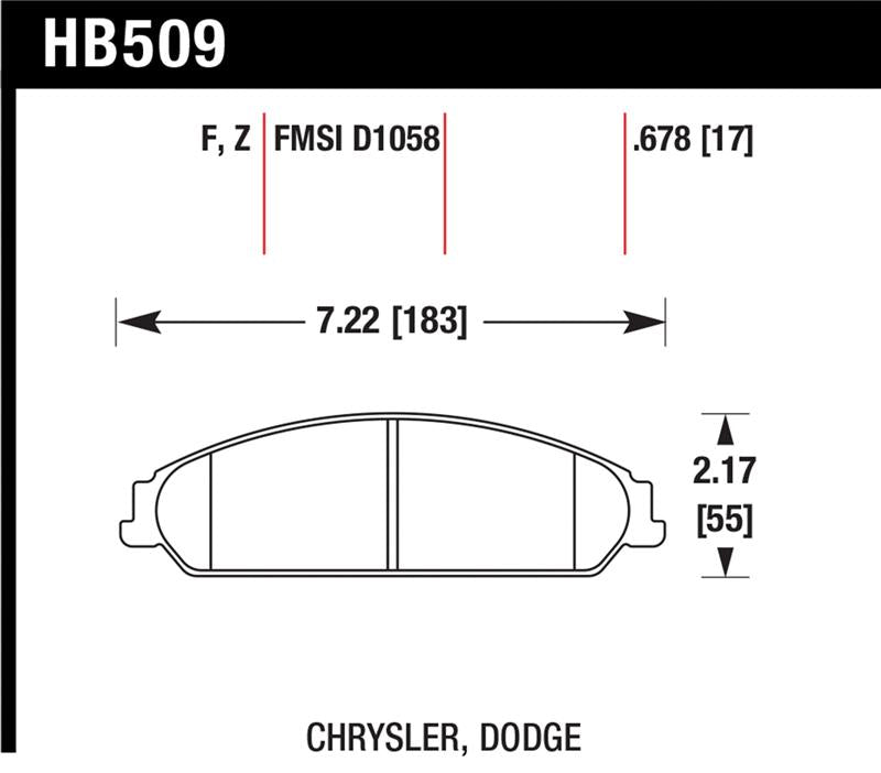 Hawk 2013-2014 Chrysler 200 (w/XR1 Brakes) HPS 5.0 Front Brake Pads - HB509B.678
