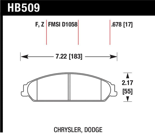 Hawk 2013-2014 Chrysler 200 (w/XR1 Brakes) HPS 5.0 Front Brake Pads - HB509B.678