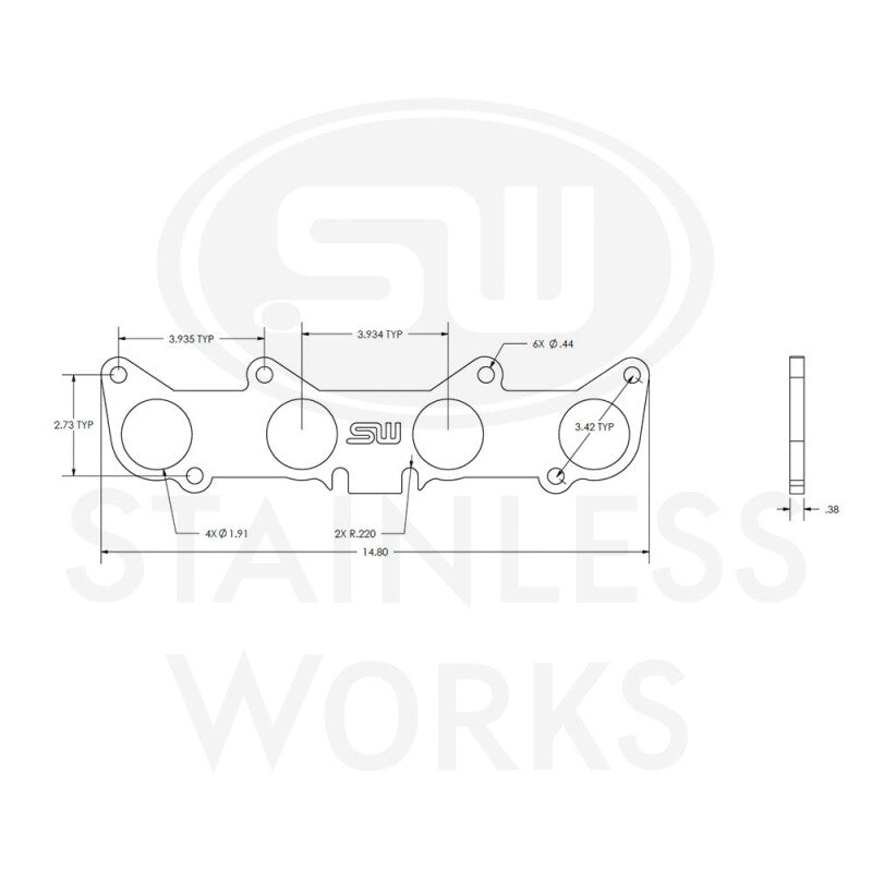 Stainless Works Ford 5.2L/5.0L Coyote Round Port Header 304SS Exhaust Flanges 1-3/4in Primaries - HFFORD5.0175