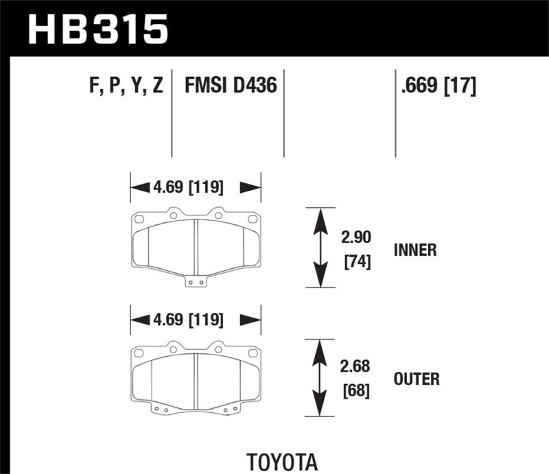 Hawk LTS Street Brake Pads - HB315Y.669