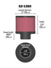 Load image into Gallery viewer, K&amp;N 1.25in Flange ID x 3in OD x 2.5 inch H Rubber Base Crankcase Vent Filter - 62-1380
