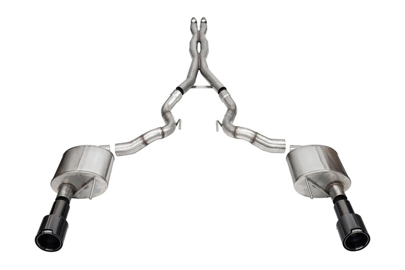 Corsa 2024 Ford Mustang GT Convertible 3in Sport Cat-Back Exhaust - 4.5in Black Carbon Fiber Tips - 21271CFBLK