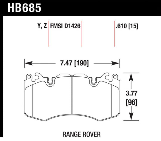 Hawk 10-11 Range Rover/Range Rover Sport Supercharged LTS Front Brake Pads - HB685Y.610
