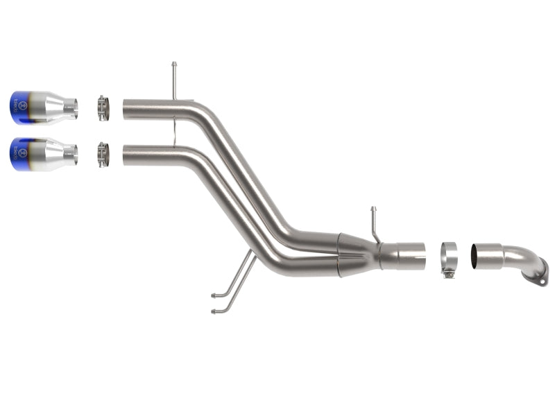 aFe Takeda 13-17 Hyundai Veloster L4-1.6L 2-1/2in 304 SS Axle-Back Exhaust w/ Blue Flame Tips - 49-37019-L