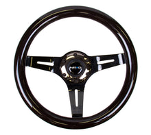 Load image into Gallery viewer, NRG Classic Wood Grain Steering Wheel (310mm) Black w/Black Chrome 3-Spoke Center - ST-310BK-BK